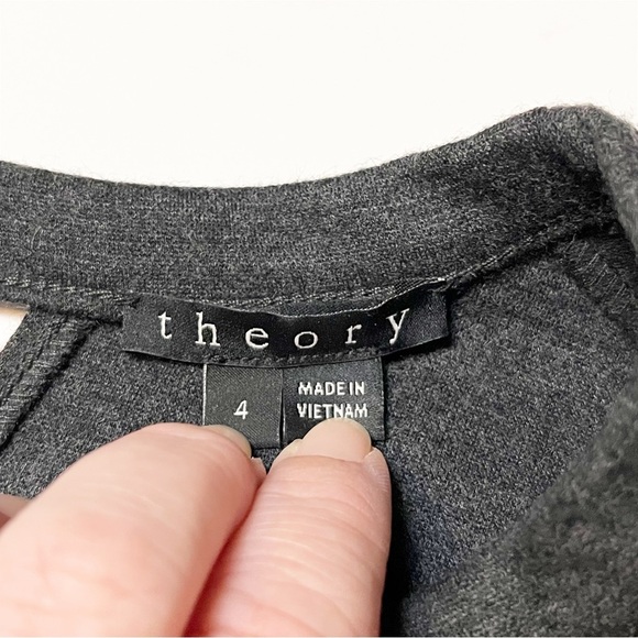 Theory Wool Gevel Dress 4 gray flannel neutral minimalist career work shift - Picture 7 of 14